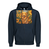 Navy golden retriever Zipper Hoodie - Unal Design