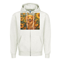 Oatmeal Heather golden retriever Zipper Hoodie - Unal Design