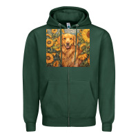 Sports Green golden retriever Zipper Hoodie - Unal Design