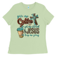 Matcha give me coffee to get me started & jesus to keep me going Ladies Tee - BarkalooDesign