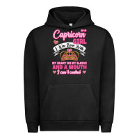 Pigment Black As A Capricorn Girl I Was Born With My Heart On My Sleeve And A Mouth Urban Hoodie - Jasminsmagicworld