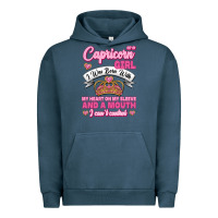 Pigment Midnight Navy As A Capricorn Girl I Was Born With My Heart On My Sleeve And A Mouth Urban Hoodie - Jasminsmagicworld