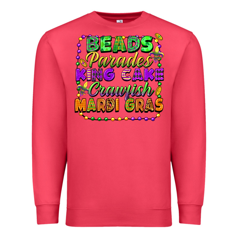 Beads Parades King Cake Crawfish Mardi Gras Premium Sweatshirt by FaDigitalArtStudio | Teevron