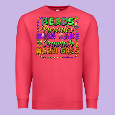 Beads Parades King Cake Crawfish Mardi Gras Premium Sweatshirt Designed By Fadigitalartstudio