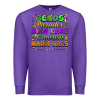 Purple beads parades king cake crawfish mardi gras Premium Sweatshirt - FaDigitalArtStudio