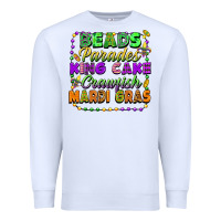 White beads parades king cake crawfish mardi gras Premium Sweatshirt - FaDigitalArtStudio