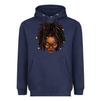Navy afro locs messy bun Heavyweight Hoodie - texasbilliewilder