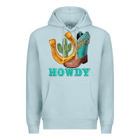 Blue Mist howdy turquoise cowboy boots horseshoe Premium Hoodie - AdoDesignShop