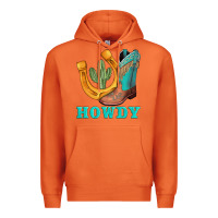 Carrot howdy turquoise cowboy boots horseshoe Premium Hoodie - AdoDesignShop