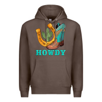 Coffee howdy turquoise cowboy boots horseshoe Premium Hoodie - AdoDesignShop