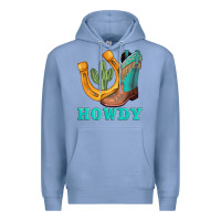 Colony Blue howdy turquoise cowboy boots horseshoe Premium Hoodie - AdoDesignShop