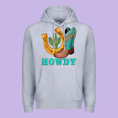 Howdy Turquoise Cowboy Boots Horseshoe Premium Hoodie Designed By Adodesignshop