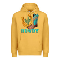 Mustard howdy turquoise cowboy boots horseshoe Premium Hoodie - AdoDesignShop