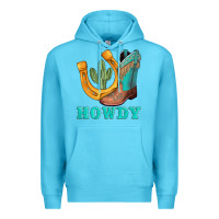 Ocean Blue howdy turquoise cowboy boots horseshoe Premium Hoodie - AdoDesignShop