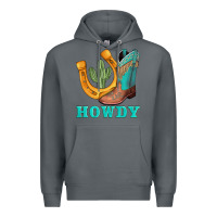 Rock howdy turquoise cowboy boots horseshoe Premium Hoodie - AdoDesignShop