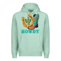 Seafoam howdy turquoise cowboy boots horseshoe Premium Hoodie - AdoDesignShop