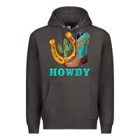 Smoke howdy turquoise cowboy boots horseshoe Premium Hoodie - AdoDesignShop