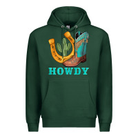 Sports Green howdy turquoise cowboy boots horseshoe Premium Hoodie - AdoDesignShop