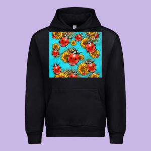 Western Sunflowers Ladybug Urban Hoodie Designed By Lillyallendesigns