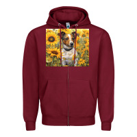 Burgundy jack russel terrier Zipper Hoodie - Unal Design