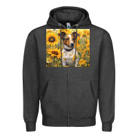 Charcoal Heather jack russel terrier Zipper Hoodie - Unal Design