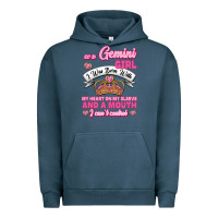 Pigment Midnight Navy As A Gemini Girl I Was Born With My Heart On My Sleeve And A Mouth Urban Hoodie - Jasminsmagicworld