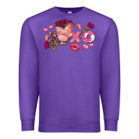 Purple chicken valentine's day xoxo Premium Sweatshirt - FaDigitalArtStudio