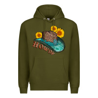Army Green howdy leopard tooled leather hat Premium Hoodie - AdoDesignShop