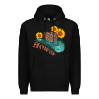 Black howdy leopard tooled leather hat Premium Hoodie - AdoDesignShop