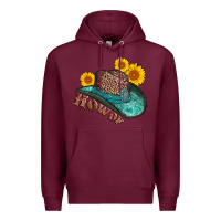 Burgundy howdy leopard tooled leather hat Premium Hoodie - AdoDesignShop