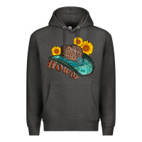 Charcoal Heather howdy leopard tooled leather hat Premium Hoodie - AdoDesignShop
