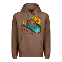 Chestnut howdy leopard tooled leather hat Premium Hoodie - AdoDesignShop