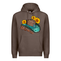 Coffee howdy leopard tooled leather hat Premium Hoodie - AdoDesignShop