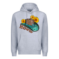 Heather Grey howdy leopard tooled leather hat Premium Hoodie - AdoDesignShop