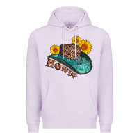 Howdy Leopard Tooled Leather Hat Premium Hoodie | Teevron