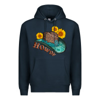 Navy howdy leopard tooled leather hat Premium Hoodie - AdoDesignShop