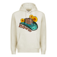 Oatmeal Heather howdy leopard tooled leather hat Premium Hoodie - AdoDesignShop