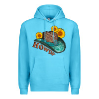 Ocean Blue howdy leopard tooled leather hat Premium Hoodie - AdoDesignShop