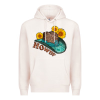 Pale Pink howdy leopard tooled leather hat Premium Hoodie - AdoDesignShop