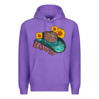 Purple howdy leopard tooled leather hat Premium Hoodie - AdoDesignShop
