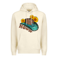 Sandshell howdy leopard tooled leather hat Premium Hoodie - AdoDesignShop