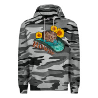 Slate Camo howdy leopard tooled leather hat Premium Hoodie - AdoDesignShop
