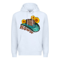 White howdy leopard tooled leather hat Premium Hoodie - AdoDesignShop