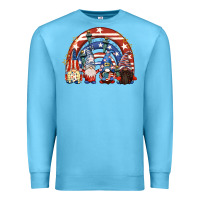 Ocean Blue 4th of July rainbow with gnomes Premium Sweatshirt - CowGirlArtShop