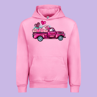 Valentine's Day Pink Truck Urban Hoodie Designed By Barkaloodesign