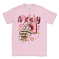 Bubblegum Pink anxiety skeleton hand Classic Tee - MaliasSmallBusiness