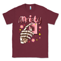 Burgundy anxiety skeleton hand Classic Tee - MaliasSmallBusiness