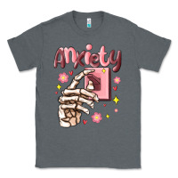 Charcoal Heather anxiety skeleton hand Classic Tee - MaliasSmallBusiness