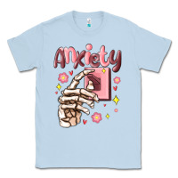 Dusty Blue anxiety skeleton hand Classic Tee - MaliasSmallBusiness