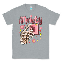 Heather Grey anxiety skeleton hand Classic Tee - MaliasSmallBusiness